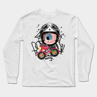 Monster Eye with Pink Scooter Graffiti Long Sleeve T-Shirt